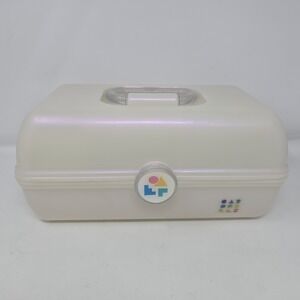 Vintage CABOODLES White 13" MAKEUP CASE 3 Tier Travel Vanity Mirror 5626 plastic